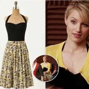 GIRLS FROM SAVOY I ANTHROPOLOGIE Memories of Feather Retro Pin-up Style Dress